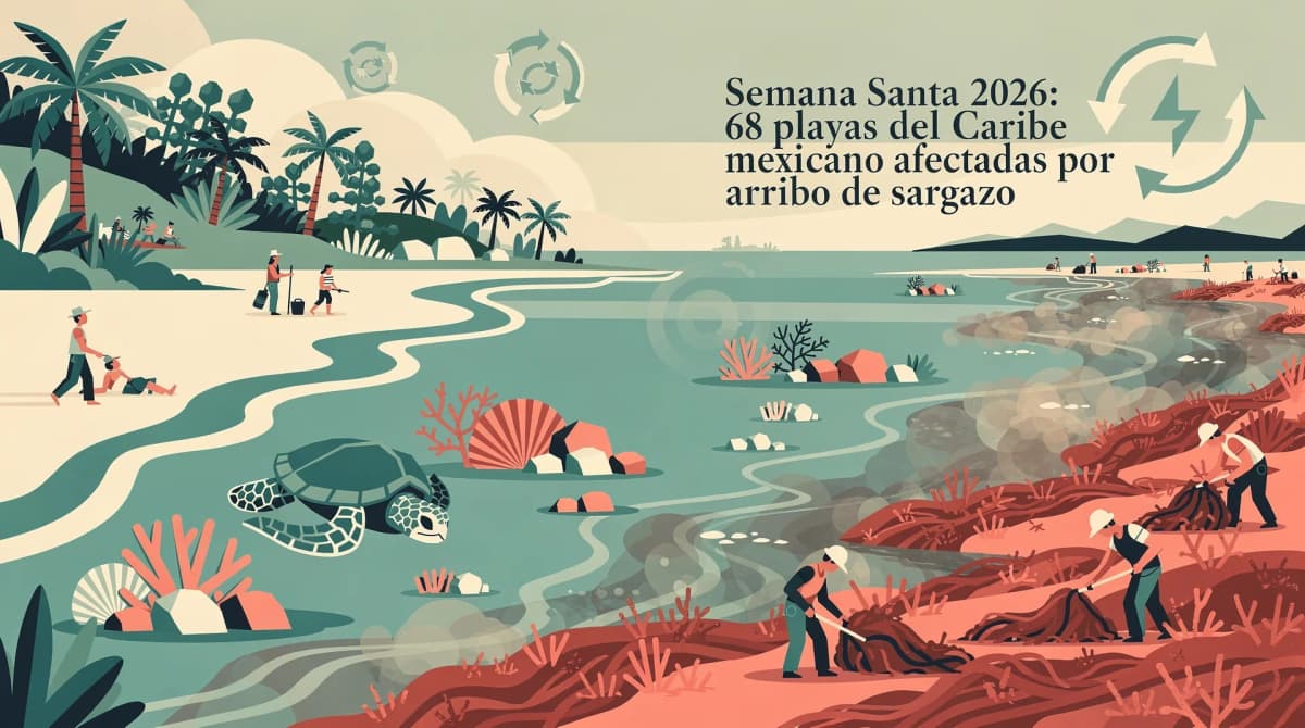 Semana Santa 2026: 68 playas del Caribe mexicano afectadas por arribo de sargazo